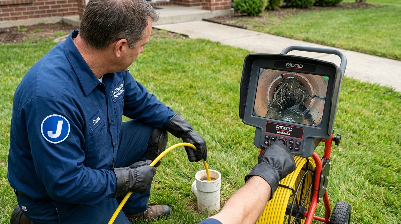 Sewer camera inspection being performed by Johns Plumbing LLC in Jordan